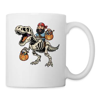 Pirat reitet Skelett T-Rex Halloween Dinosaurier - Tasse - Weiß - Rechts