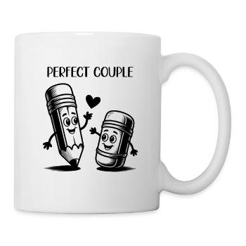 Happy Pencil And Eraser Cartoon Design - Mug - white - Right