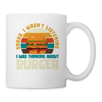 Burger Gedanken Retro Humor - Tasse - Weiß - Rechts