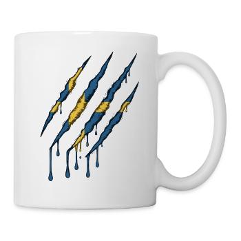 Schweden Flagge Kralle Grunge Sverige Kratzspur - Tasse - Weiß - Rechts
