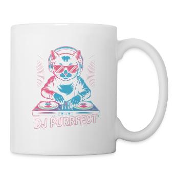 DJ Purrfect chat avec casque sur platine vinyle - Mug blanc - blanc - Droite