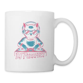 DJ Purrfect Cat With Headphones At The Desk - Mug - white - Right