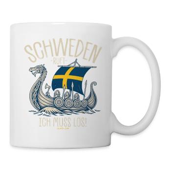 Schweden ruft ich muss los Spruch - Tasse - Weiß - Rechts