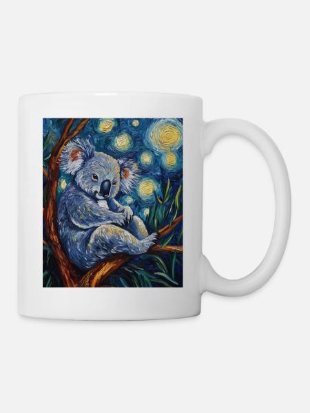 Koala Australien Van Gogh Style Starry Night - Tasse - Weiß