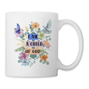 I Am a Child of God – Floral Faith Design - Mug - white - Right