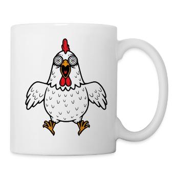 Huhn verrückt Hühner Henne Hahn Gockel Geflügel  - Tasse - Weiß - Rechts