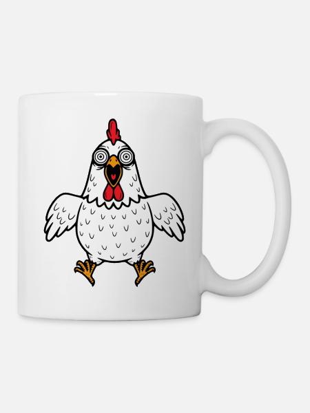 Huhn verrückt Hühner Henne Hahn Gockel Geflügel  - Tasse - Weiß