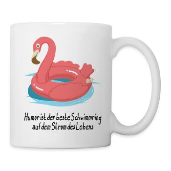 Flamingo Schwimmring Humor - Tasse - Weiß - Rechts