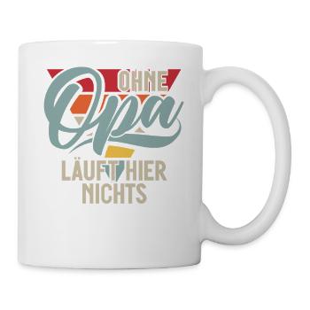 Ohne Opa Läuft Hier Nichts Retro - Tasse - Weiß - Rechts