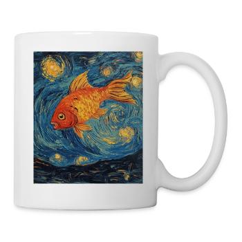 Poisson rouge poisson style Van Gogh nuit étoilée - Mug blanc - blanc - Droite