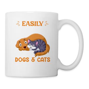 Chiens et chats – des amis câlins pour le cœur - Mug blanc - blanc - Droite