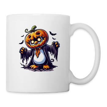 Cute Halloween Penguin Pumpkin Whimsical Bat - Mug - white - Right