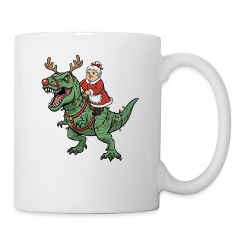 Mrs. Claus reitet T-Rex Lustiger Weihnachtsdinosau - Tasse - Weiß - Rechts