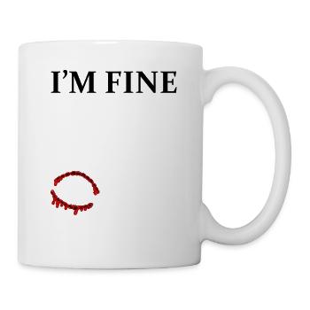 I'm Fine Zombie Bite Lustiges Halloween Shirt - Tasse - Weiß - Rechts