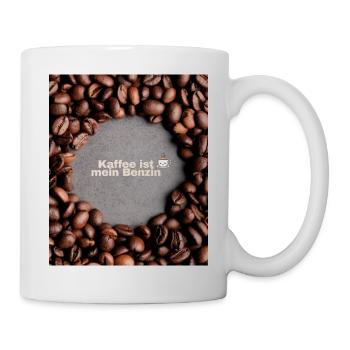 Kaffee ist mein Benzin – Lustiger Kaffeespruch - Tasse - Weiß - Rechts