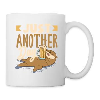 Sea Otter Cartoon Funny Word Game Otter - Mug - white - Right