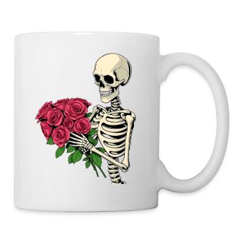 Squelette avec des roses - Mug blanc - blanc - Droite