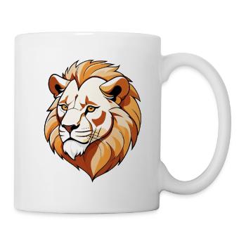 Tête de Lion Dessin Animé Crinière Dorée - Mug blanc - blanc - Droite