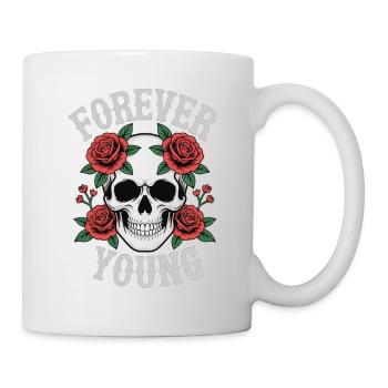 Forever Young Skull Rosen - Tasse - Weiß - Rechts