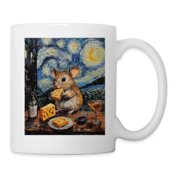 Souris mange du fromage Nuit étoilée à la Van Gogh - Mug blanc - blanc - Droite