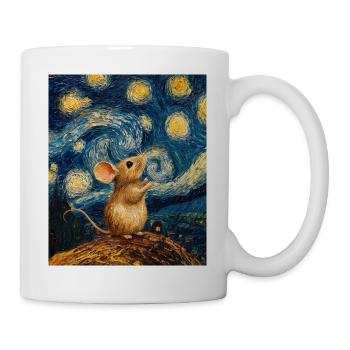 Souris mange du fromage Nuit étoilée à la Van Gogh - Mug blanc - blanc - Droite
