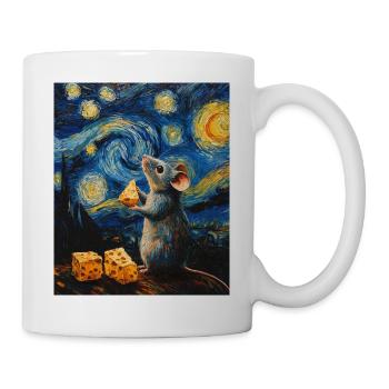 Souris mange du fromage Nuit étoilée à la Van Gogh - Mug blanc - blanc - Droite