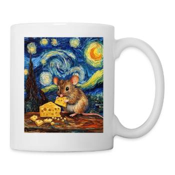 Souris mange du fromage Nuit étoilée à la Van Gogh - Mug blanc - blanc - Droite