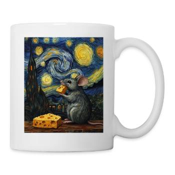 Souris mange du fromage Nuit étoilée à la Van Gogh - Mug blanc - blanc - Droite