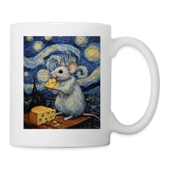 Souris mange du fromage Nuit étoilée à la Van Gogh - Mug blanc - blanc - Droite