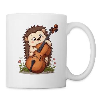 Igel Cello im Blumengarten - Tasse - Weiß - Rechts