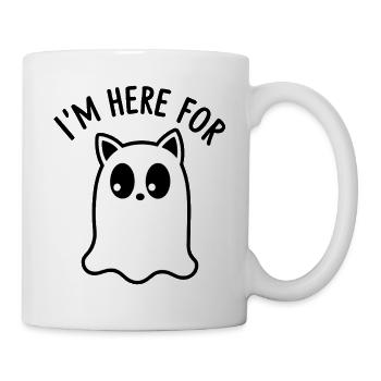 Chat d’Halloween Fantôme Dicton - Mug blanc - blanc - Droite