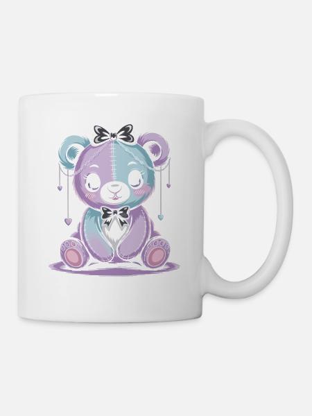 Kawaii Pastel Goth Geflickter Bär - Tasse - Weiß