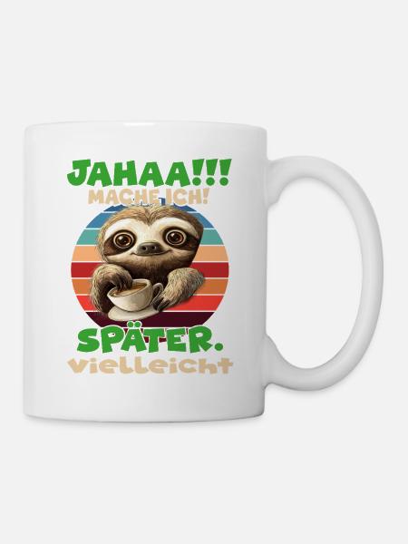 Sloth with Coffee Latte Moment Shuffle Sloth - Mug - white