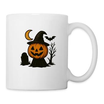 Halloween Kürbis mit Hexenhut - Tasse - Weiß - Rechts