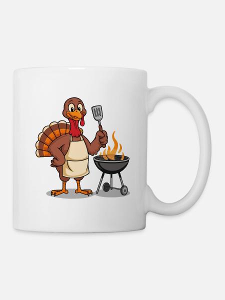 Lustiger Truthahn Grill Thanksgiving - Tasse - Weiß