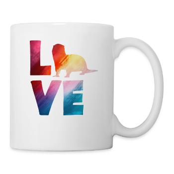 Seeotter Cartoon Bunte Liebe - Tasse - Weiß - Rechts