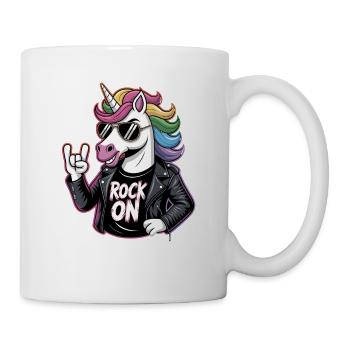 Rock On Unicorn With Rainbow Mane Leather Jacket - Mug - white - Right