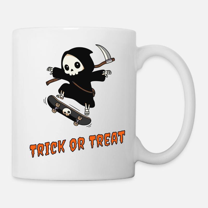 Süßes oder Saures – Skater Reaper - Tasse - Weiß