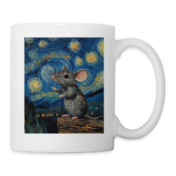 Souris mange du fromage Nuit étoilée à la Van Gogh - Mug blanc - blanc - Droite