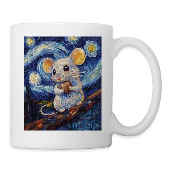 Souris mange du fromage Nuit étoilée à la Van Gogh - Mug blanc - blanc - Droite