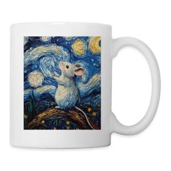 Souris mange du fromage Nuit étoilée à la Van Gogh - Mug blanc - blanc - Droite