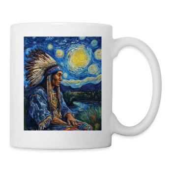 Indian Chief Van Gogh Style Starry Night - Mug - white - Right