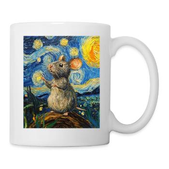 Souris mange du fromage Nuit étoilée à la Van Gogh - Mug blanc - blanc - Droite