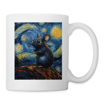 Souris mange du fromage Nuit étoilée à la Van Gogh - Mug blanc - blanc - Droite