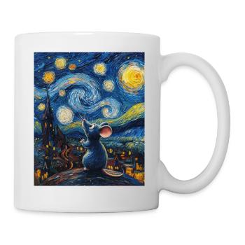 Souris mange du fromage Nuit étoilée à la Van Gogh - Mug blanc - blanc - Droite