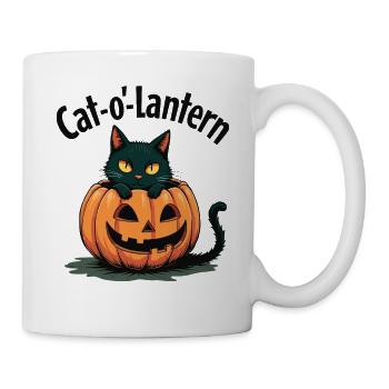 Cat-o'-Lantern Halloween Chat en citrouille - Mug blanc - blanc - Droite