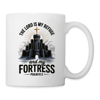 Faith T-shirt with castle, cross and Bible verse - Mug - white - Right