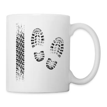 Motif de piste et d’empreinte - Mug blanc - blanc - Droite