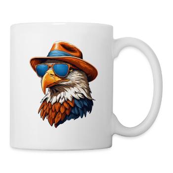 Adler mit Hut und Sonnenbrille - Tasse - Weiß - Rechts