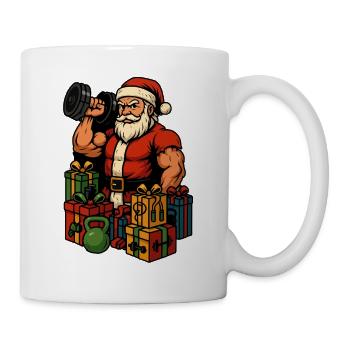Fitness Santa mit Geschenken - Tasse - Weiß - Rechts